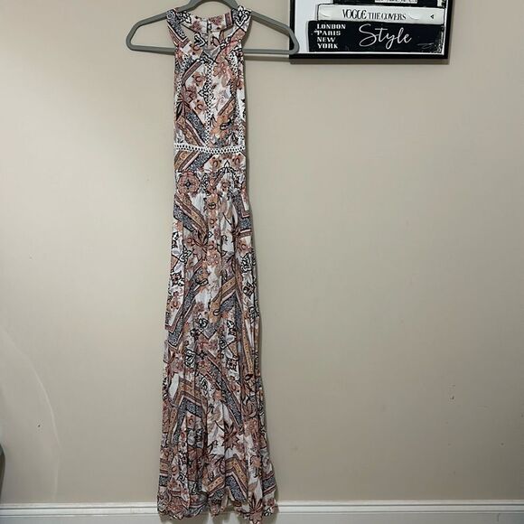 NWT Anthropologie Abel the Label Pink Halter Neck Maxi Dress Size S - Picture 1 of 9